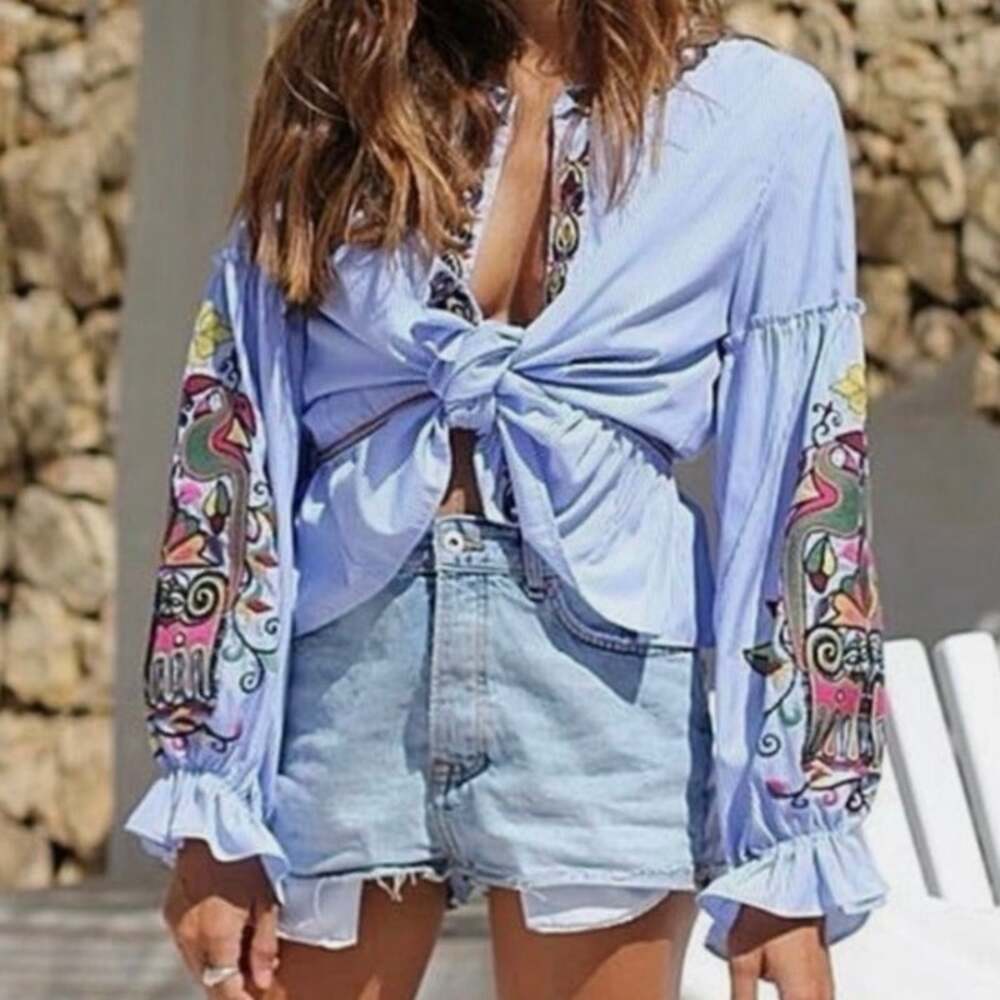 Zara Striped Embroidered Jacket